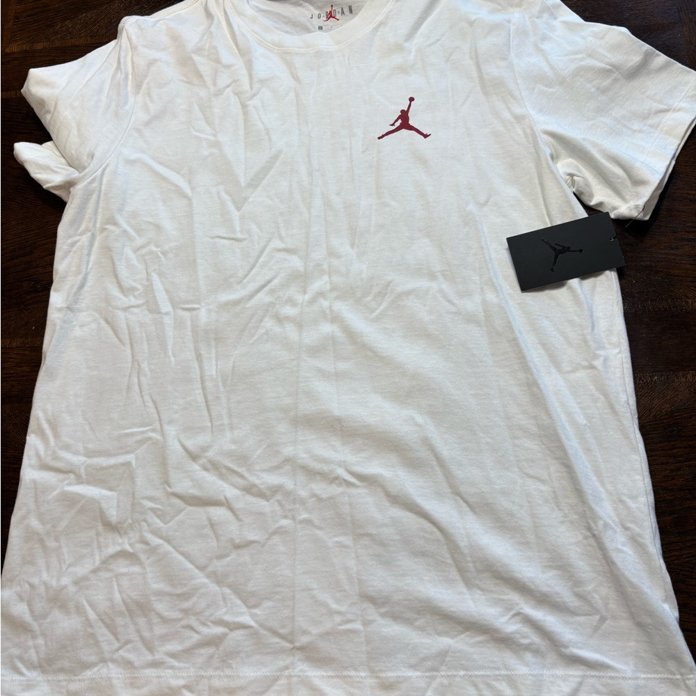 Jordan White Tee with Red Logo